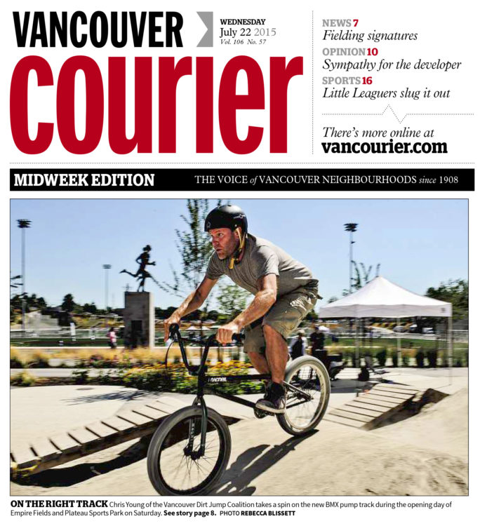 Chris on the cover of the Vancouver Courier newspaper