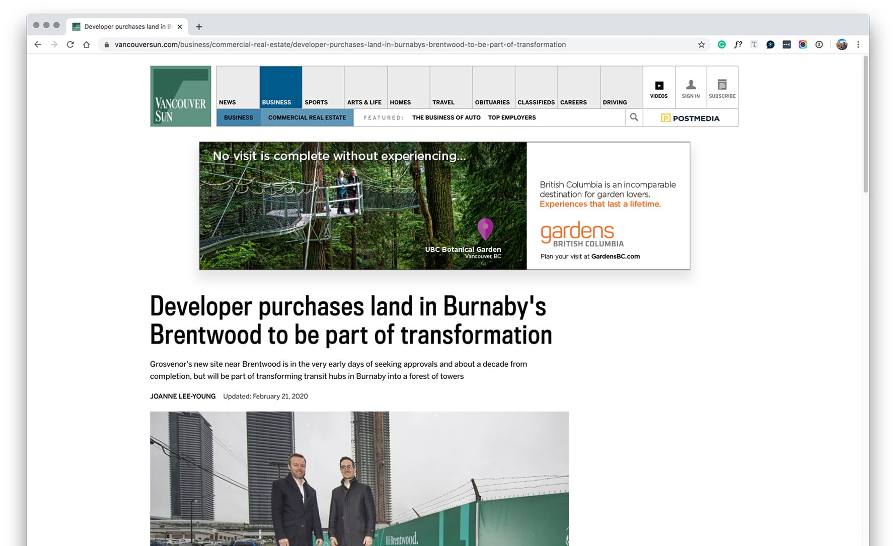 Gardens BC web banner ad